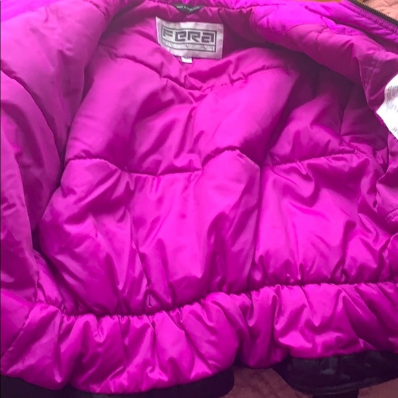 FERA SKI WEAR puffer jacket size 8 black pink snow winter clip - Picture 13 of 16
